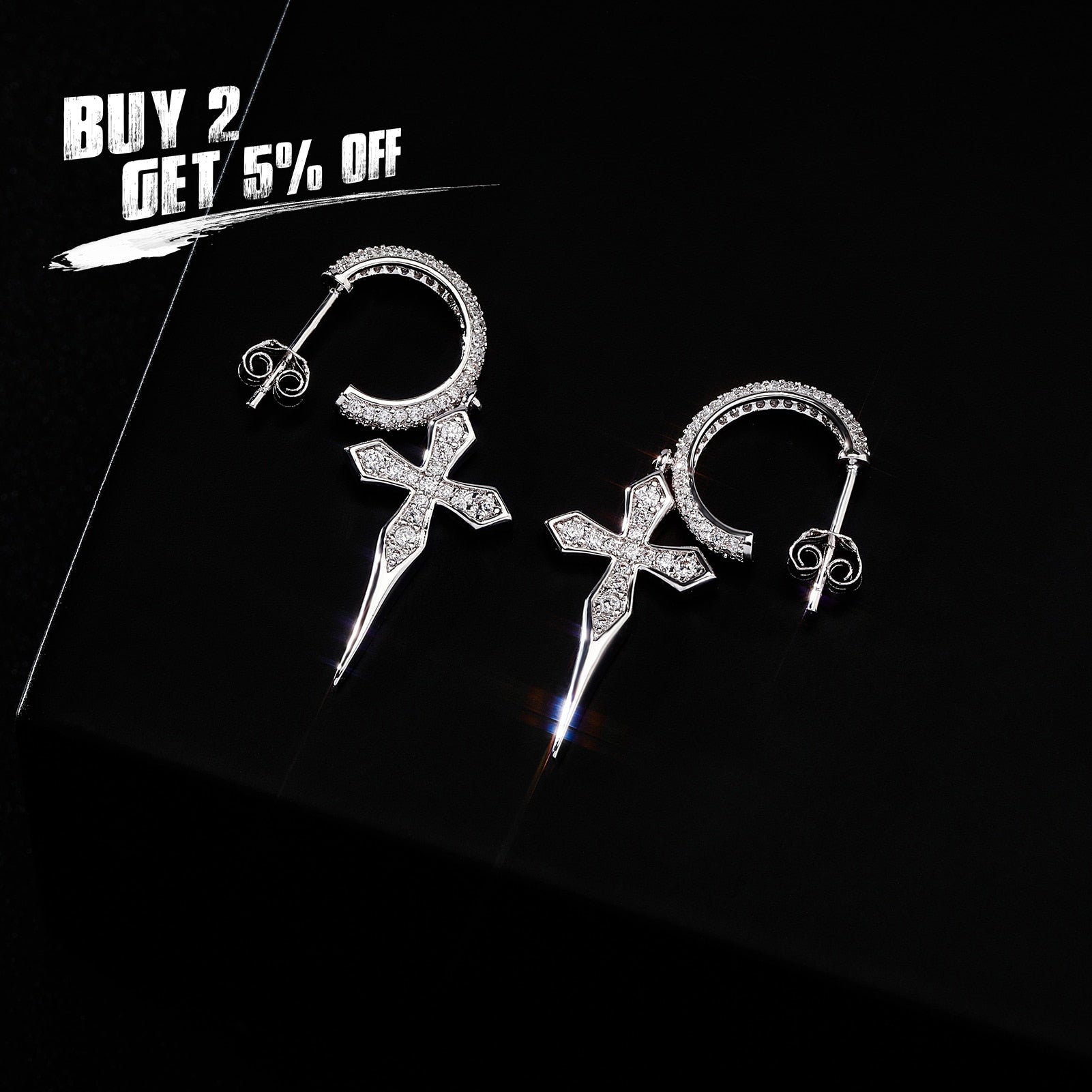 New Cross Boucle CZ Earrings