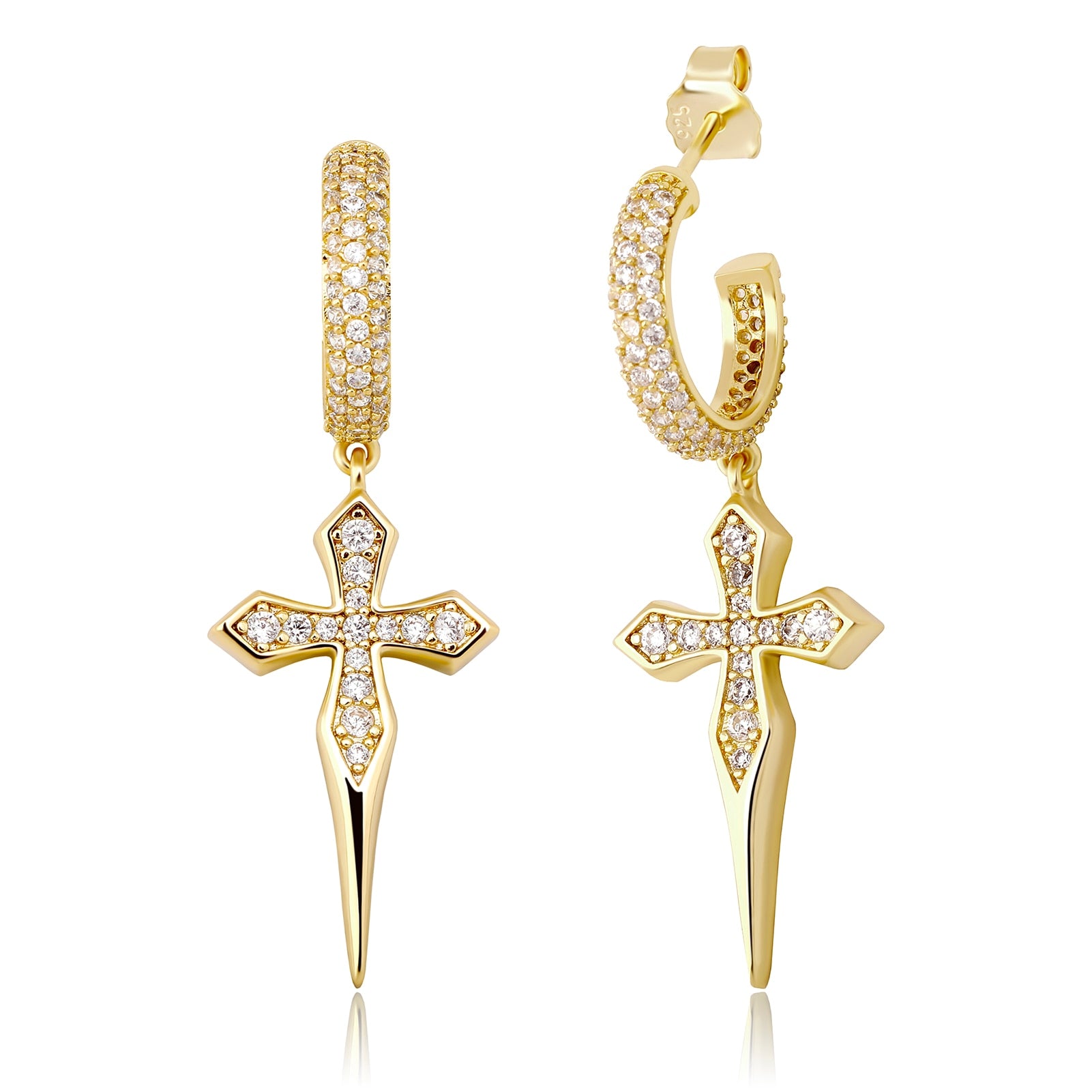 New Cross Boucle CZ Earrings