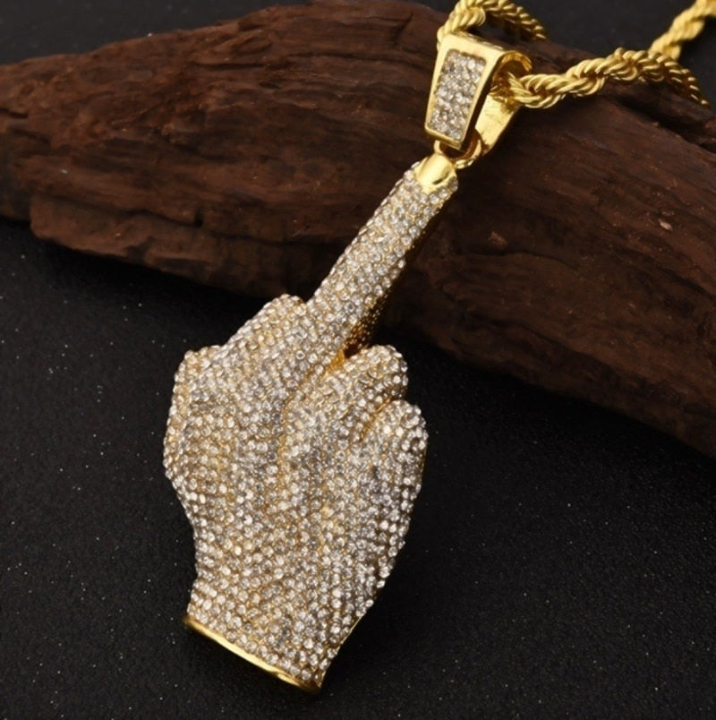 Middle Finger Pendant Necklace