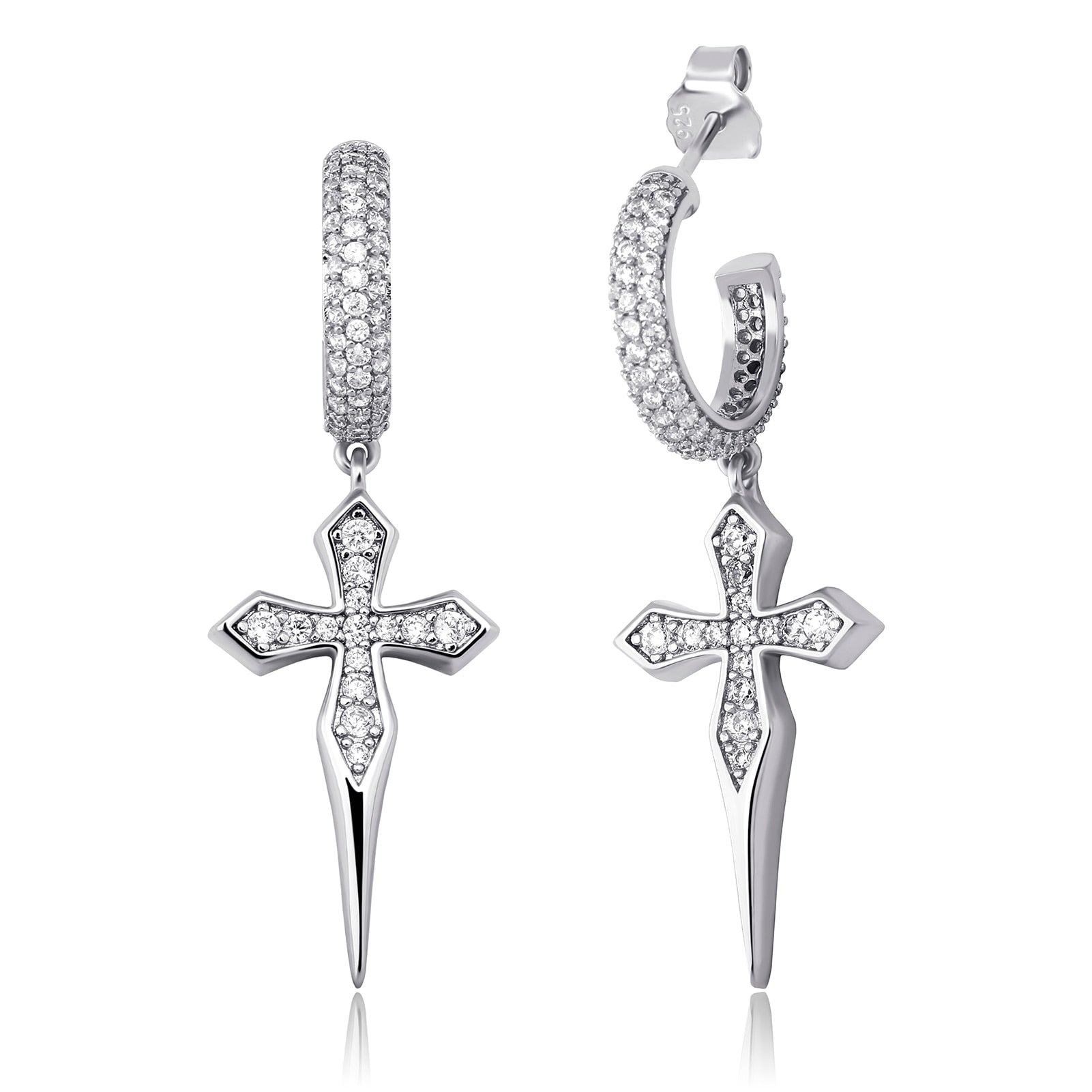 New Cross Boucle CZ Earrings