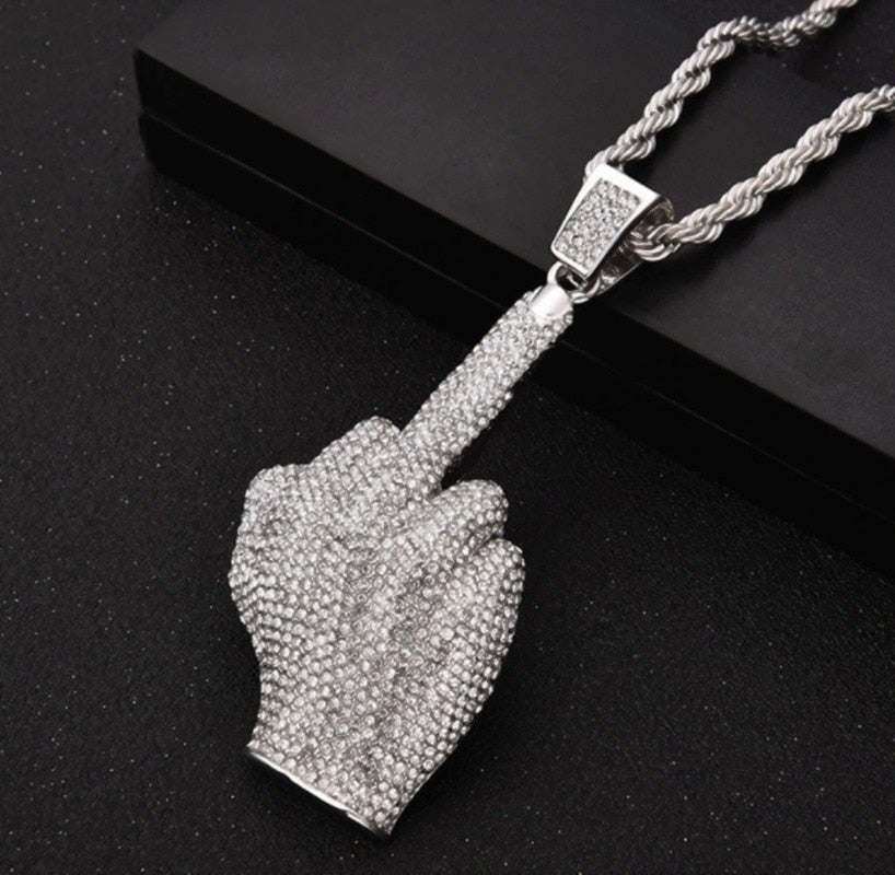 Middle Finger Pendant Necklace