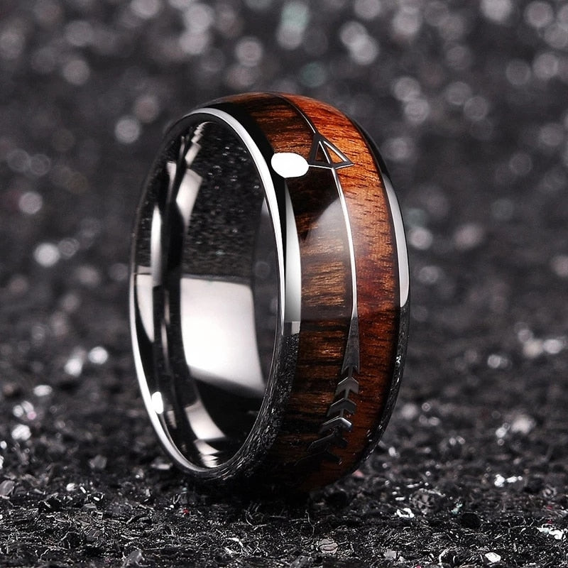 Wood Inlaid Arrow Rings