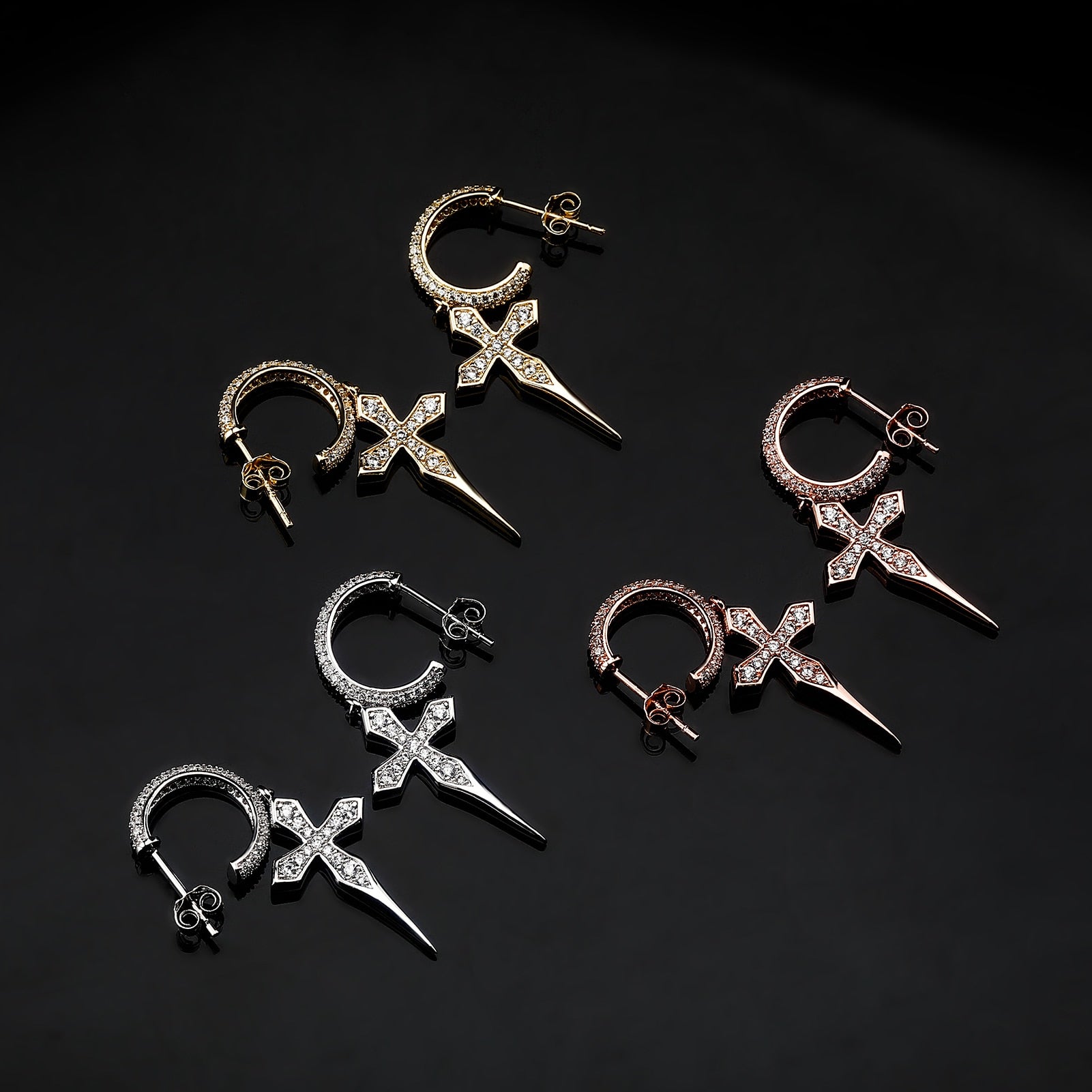 New Cross Boucle CZ Earrings