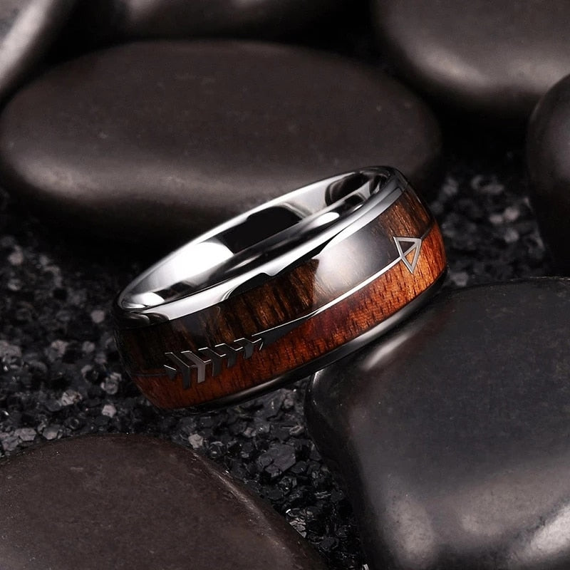 Wood Inlaid Arrow Rings