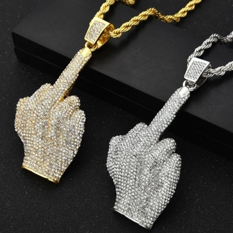 Middle Finger Pendant Necklace