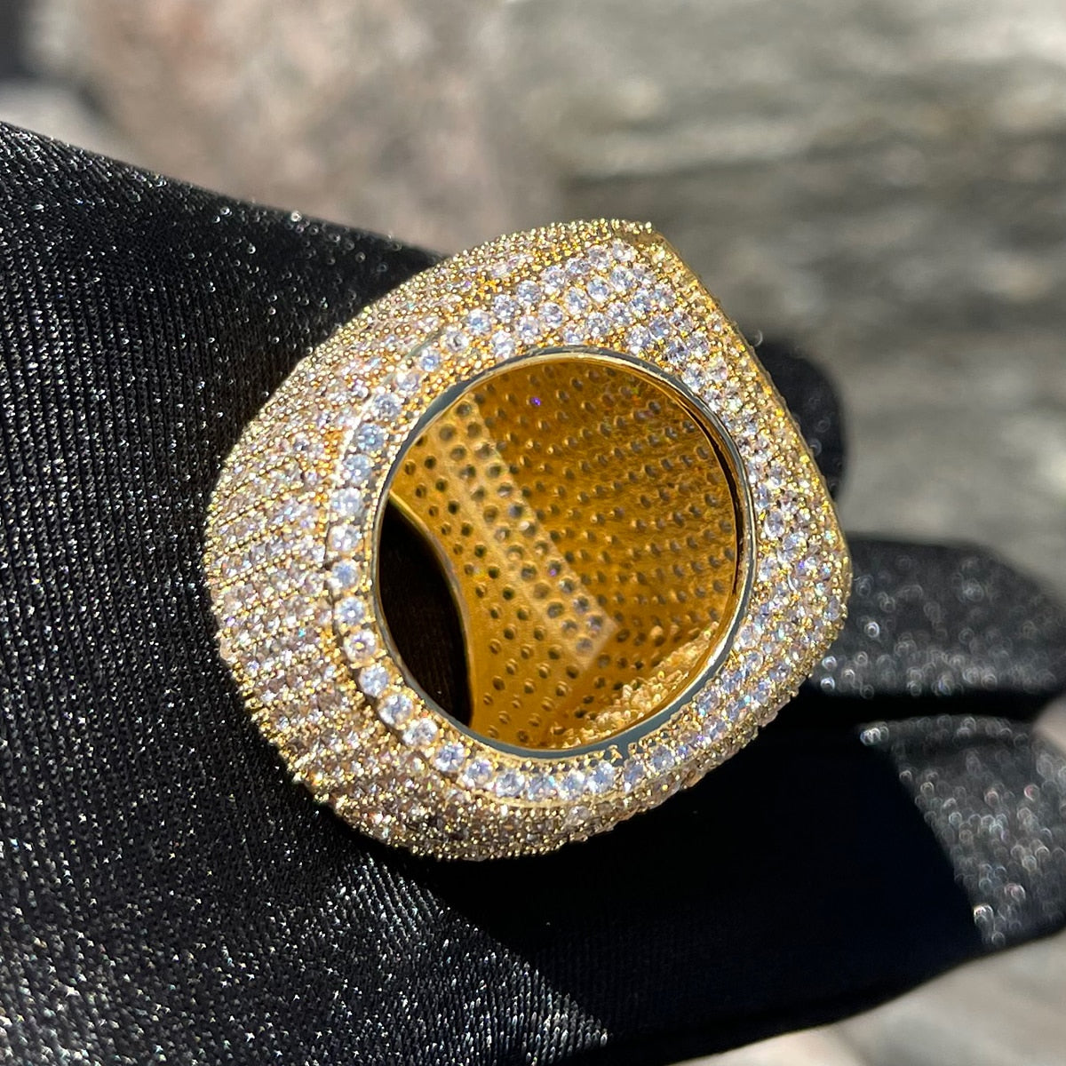 Bubble Letter Iced Out Ring for Men