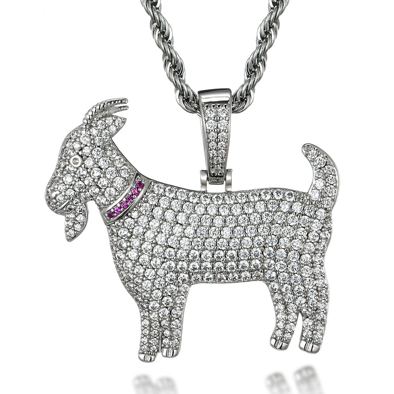 Bling Goat Animal Shape Pendant Necklace