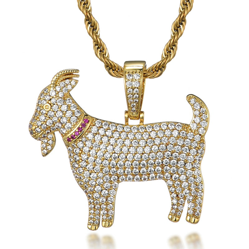 Bling Goat Animal Shape Pendant Necklace