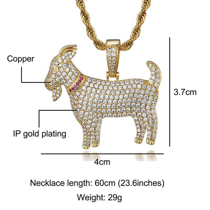 Bling Goat Animal Shape Pendant Necklace