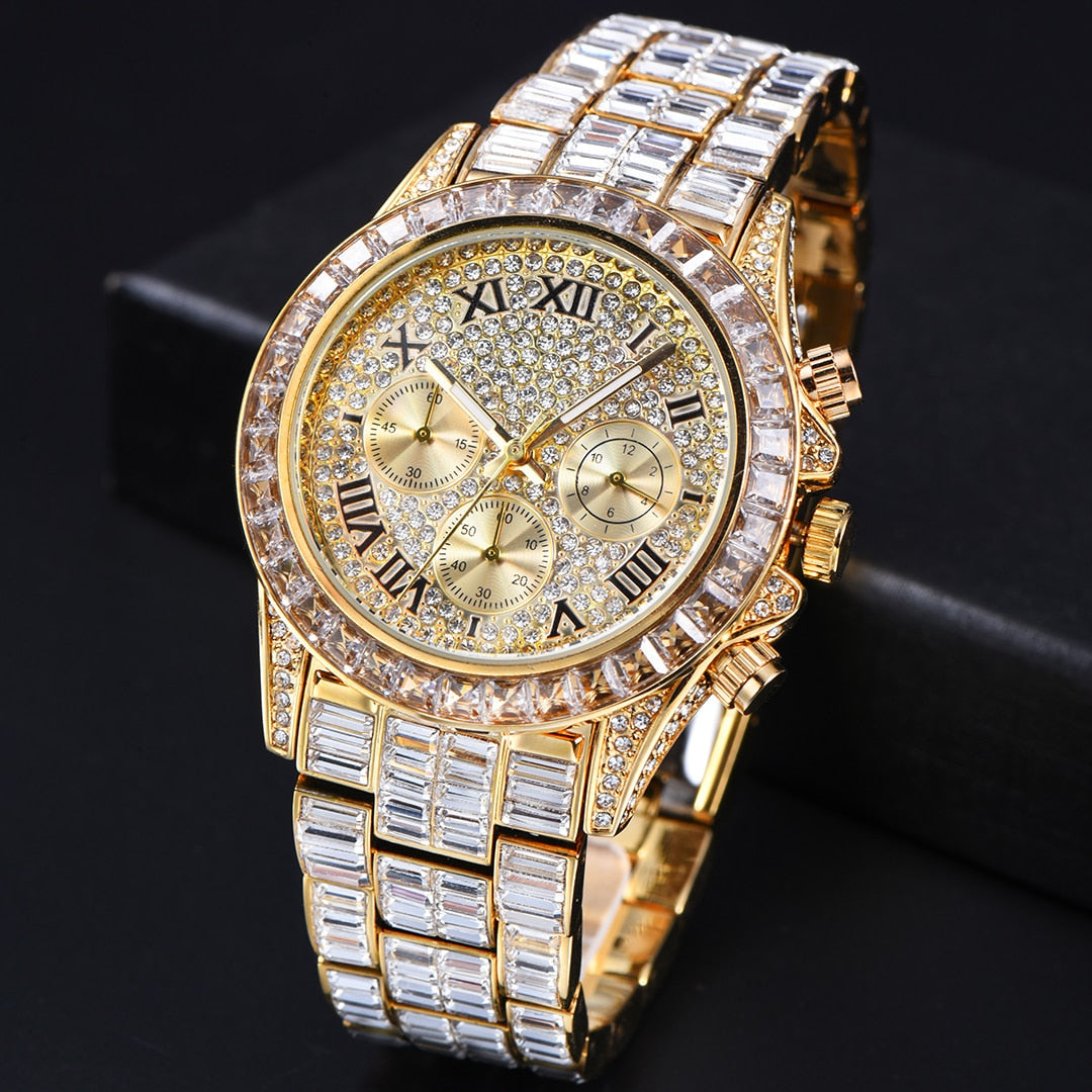 Chronograph Ice Handmade Gold Watch