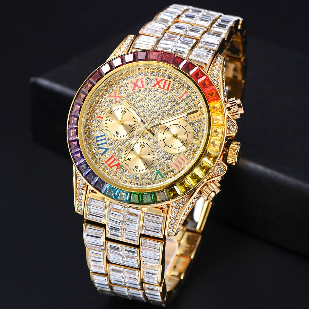 Chronograph Ice Handmade Gold Watch